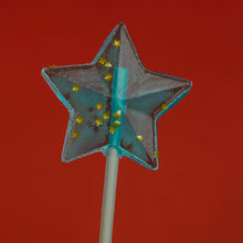 Load image into Gallery viewer, Sparkly Baby Blue Star Lollipops - Blue Raspberry (24 Pieces)