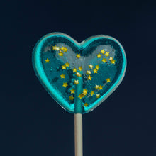 Load image into Gallery viewer, Sparkly Baby Blue Heart Lollipops (24 Pieces) - Blue Raspberry
